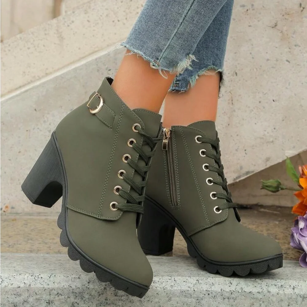 Military Green Combat Moto Boots NEW 🏷️ - Picture 3 of 3